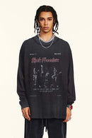 Distressed Band Graphic Long Sleeve Tee - Vintage Black