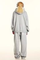 Vintage Washed Fleece Zip Hoodie - Light Gray