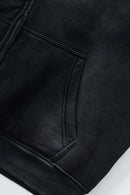 Vintage Washed Fleece Zip Hoodie - Black