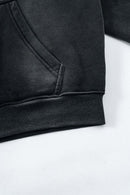 Vintage Washed Fleece Zip Hoodie - Black