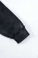 Vintage Washed Fleece Zip Hoodie - Black