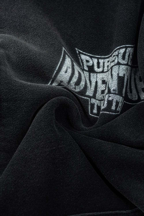 Vintage Washed Fleece Zip Hoodie - Black