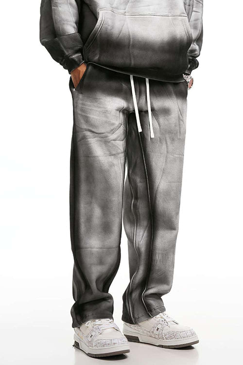 Gradient Wash Wide-Leg Sweatpants - White