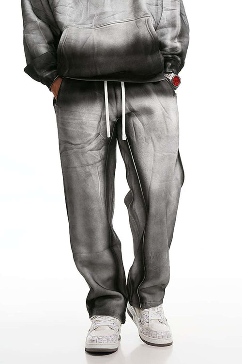 Gradient Wash Wide-Leg Sweatpants - White