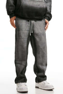 Gradient Wash Wide-Leg Sweatpants - Flower Gray