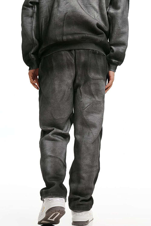 Gradient Wash Wide-Leg Sweatpants - Flower Gray