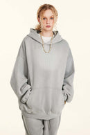 Durable Washed Gradient Fleece Hoodie - Light Gray