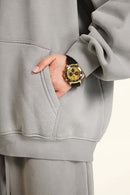 Durable Washed Gradient Fleece Hoodie - Light Gray