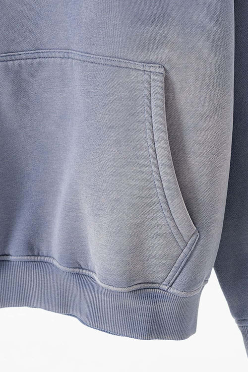 Durable Washed Gradient Fleece Hoodie - Blue
