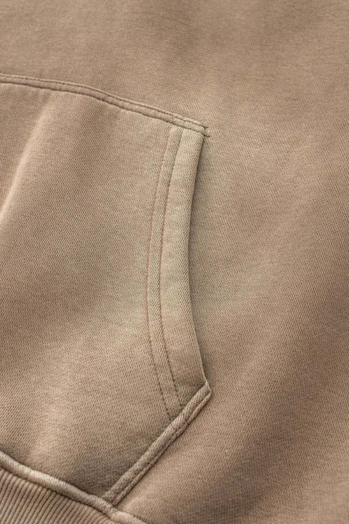 Durable Washed Gradient Fleece Hoodie - Brown
