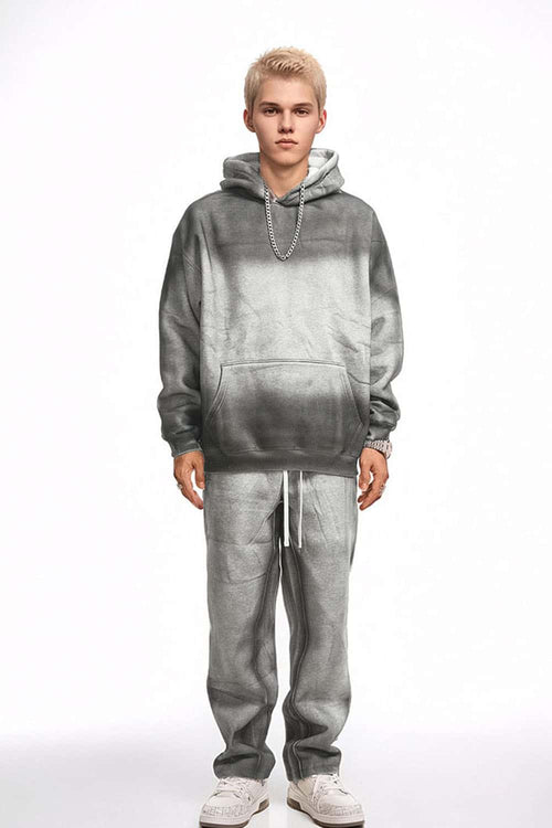 Acid Wash Fleece Lined Hoodie - White
