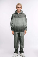 Acid Wash Fleece Lined Hoodie - Flower Gray