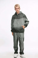 Acid Wash Fleece Lined Hoodie - Flower Gray