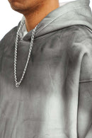 Acid Wash Fleece Lined Hoodie - White