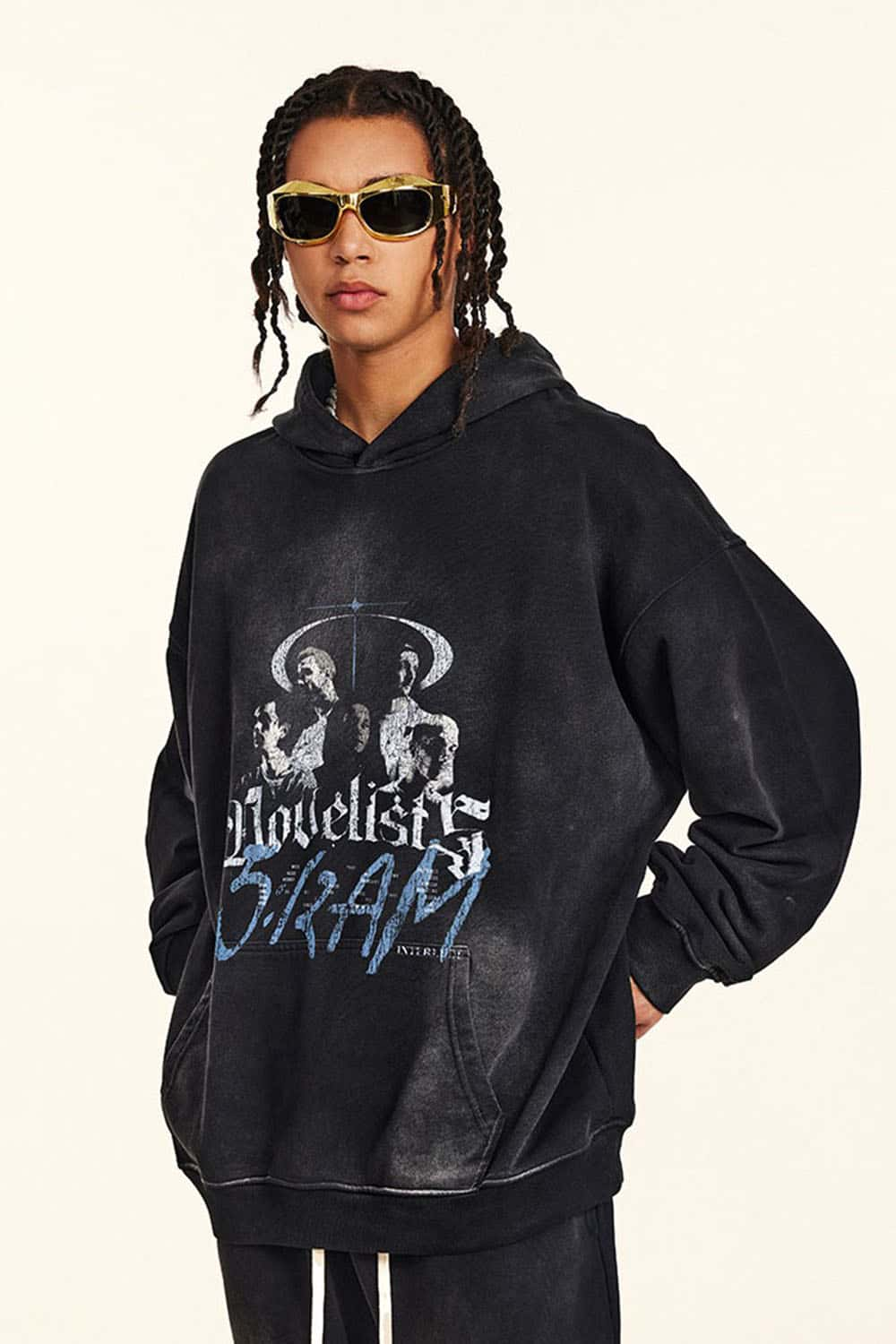 Vintage-Style Casual Hoodie with Graphic Print