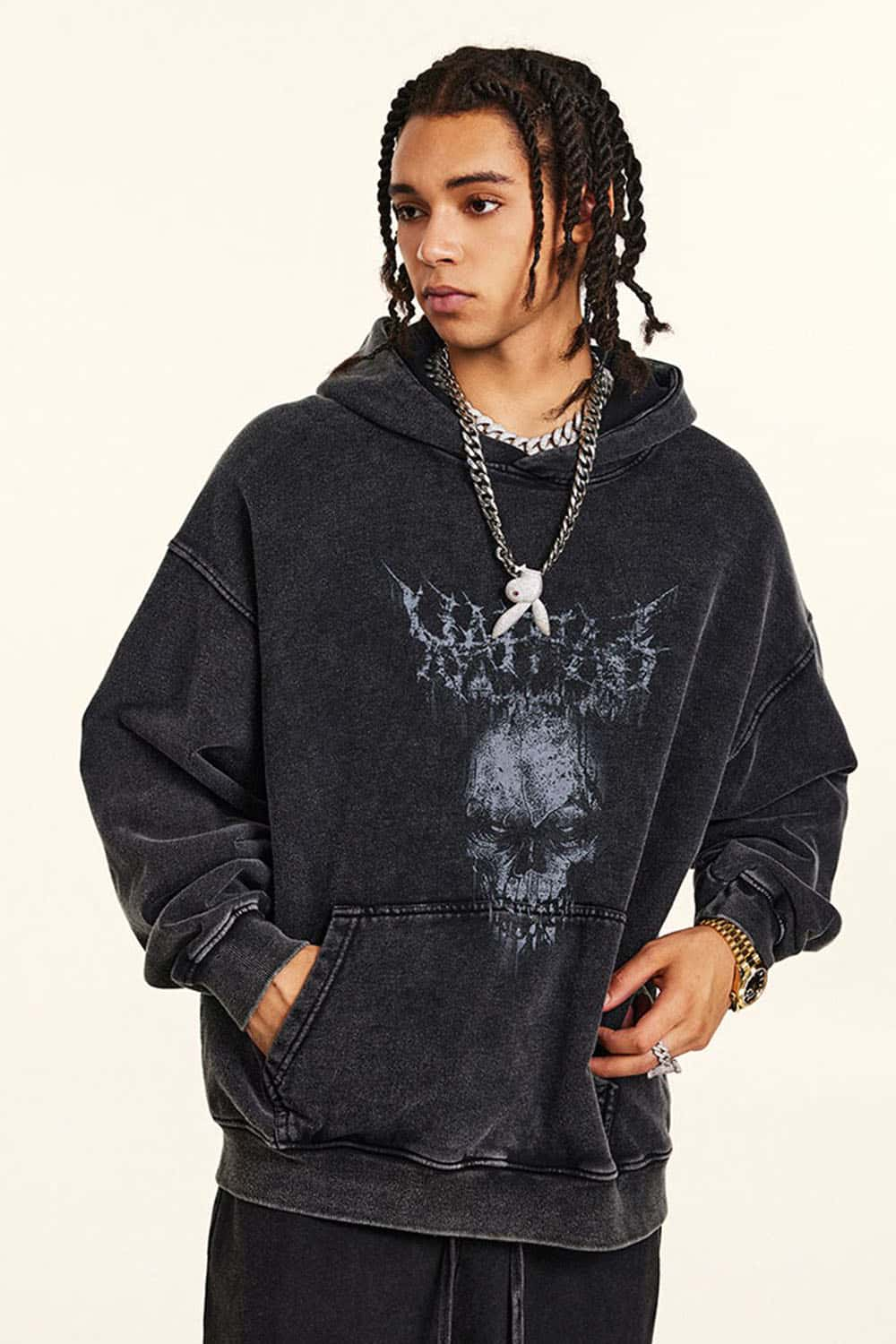 Vintage Gothic Skull Graphic Hoodie