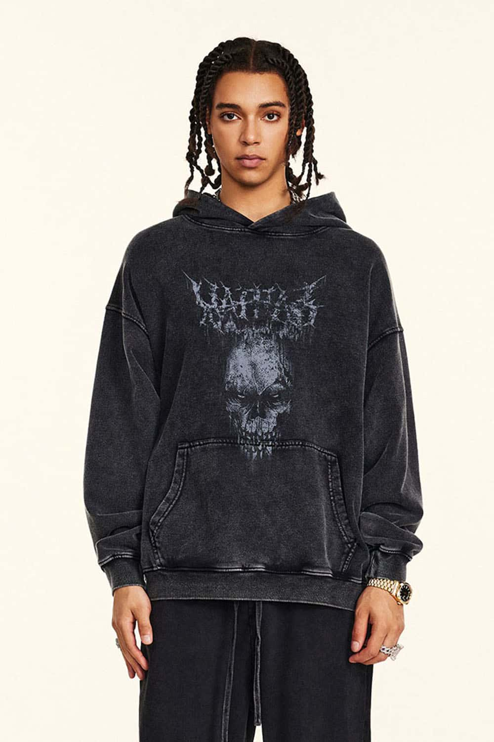 Vintage Gothic Skull Graphic Hoodie