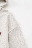 Heavyweight Strawberry-Graphic Cotton-Blend Hoodie in Oat Gray - product detail close-up