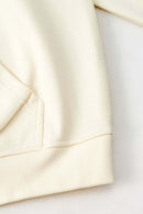 Heavyweight Puff-Print Letter Graphic Pullover Hoodie in Milk Tea White - hem detail