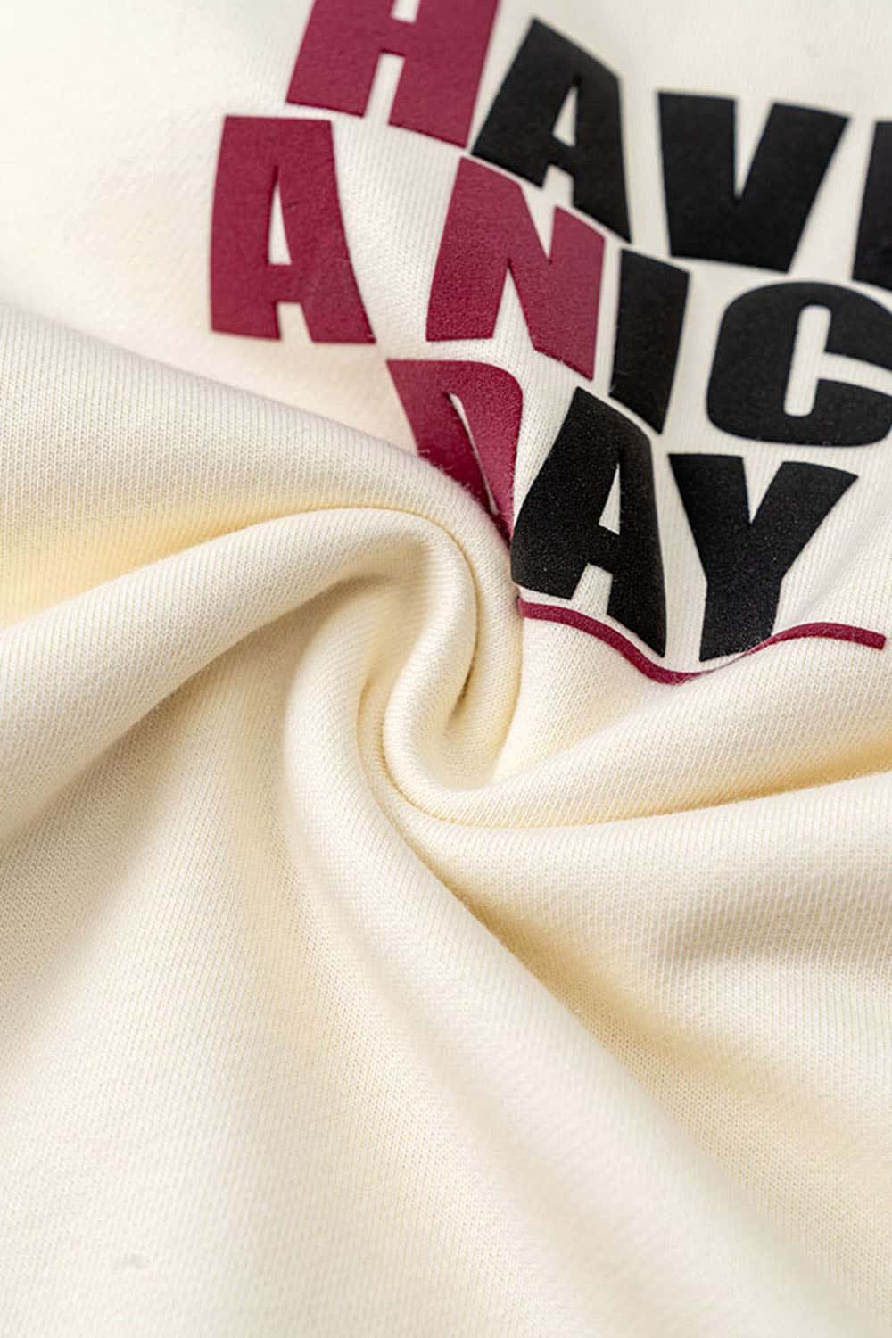 Heavyweight Puff-Print Letter Graphic Pullover Hoodie in Milk Tea White - graphic detail