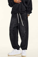 Vintage Washed Graphic Joggers - Black