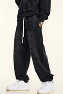Vintage Washed Graphic Joggers - Black
