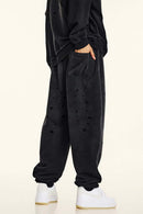 Vintage Washed Graphic Joggers - Black