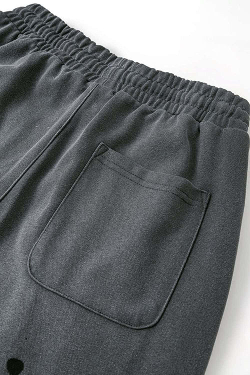 Vintage Washed Graphic Joggers - Dark Gray