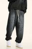 Vintage Washed Graphic Joggers - Dark Gray