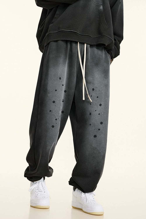 Vintage Washed Graphic Joggers - Dark Gray