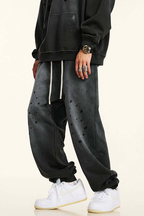 Vintage Washed Graphic Joggers - Dark Gray