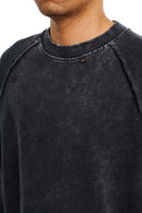 Breathable Distressed Raw-Edge Cotton Sweatshirt in Fried Snowflakes - collar detail