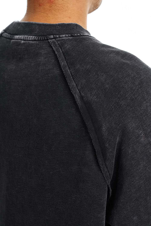 Breathable Distressed Raw-Edge Cotton Sweatshirt in Fried Snowflakes - product detail close-up
