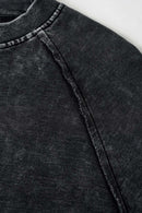 Breathable Distressed Raw-Edge Cotton Sweatshirt in Fried Snowflakes - collar detail
