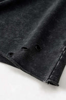 Breathable Distressed Raw-Edge Cotton Sweatshirt in Fried Snowflakes - product detail close-up