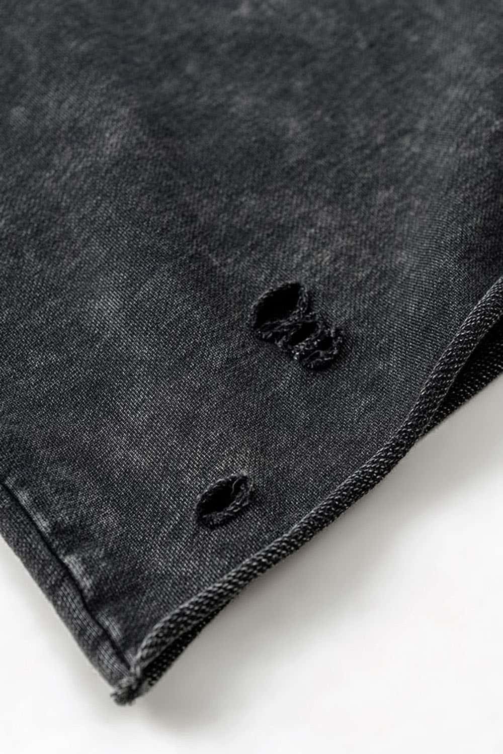 Breathable Distressed Raw-Edge Cotton Sweatshirt in Fried Snowflakes - product detail close-up