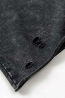 Breathable Distressed Raw-Edge Cotton Sweatshirt in Fried Snowflakes - product detail close-up