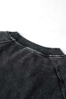 Breathable Distressed Raw-Edge Cotton Sweatshirt in Fried Snowflakes - collar detail