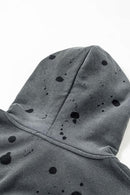 Washed Paint-Splatter Pullover Hoodie in Dark Gray - modeled view