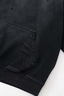 Distressed Gradient-Wash Splatter-Graphic Pullover Hoodie in Black - hem detail