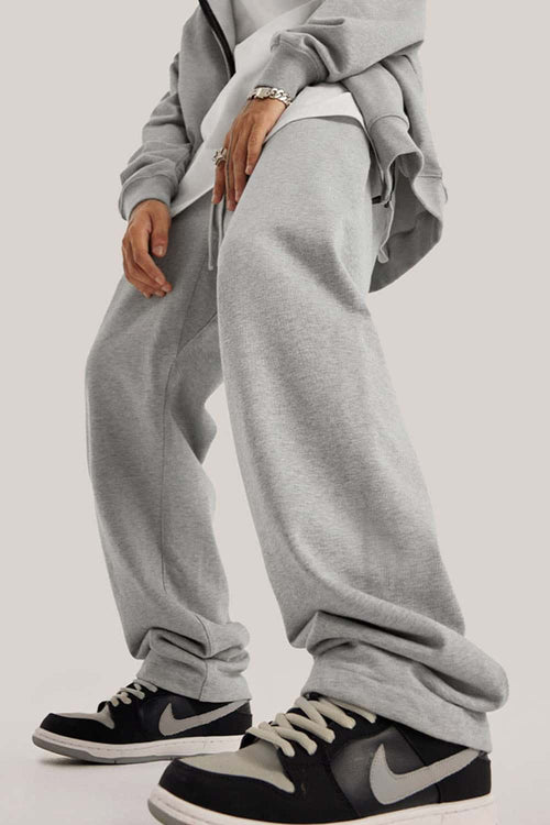 Heavyweight Relaxed Straight Sweatpants - Flower Gray