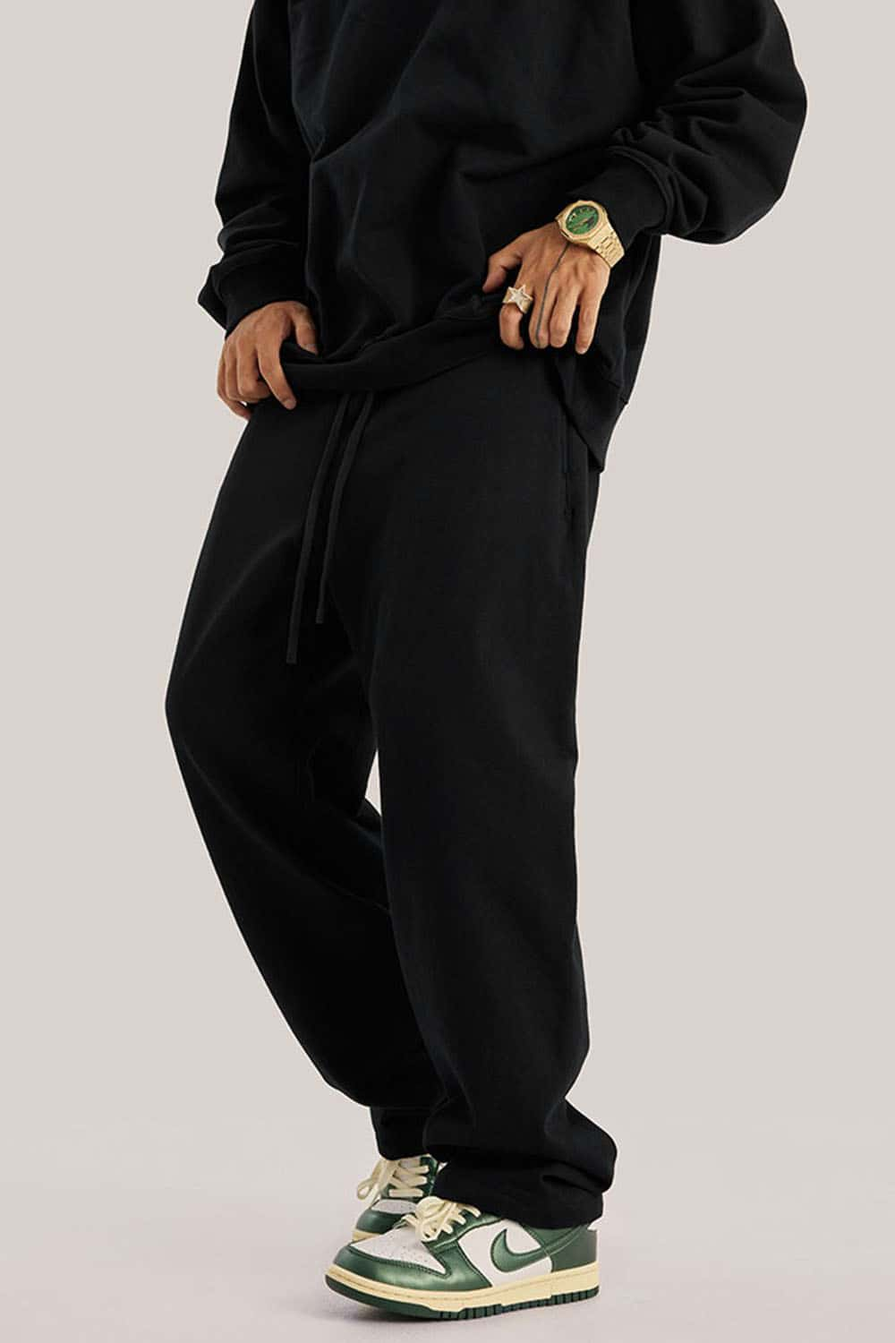 Heavyweight Loose-Fit Sweatpants Straight-Leg Athletic Trousers