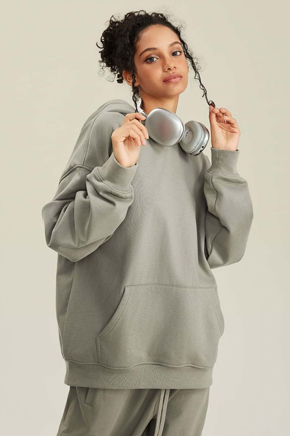 Heavyweight Terry Cloth Hoodie - Solid Color Trendy Outfit