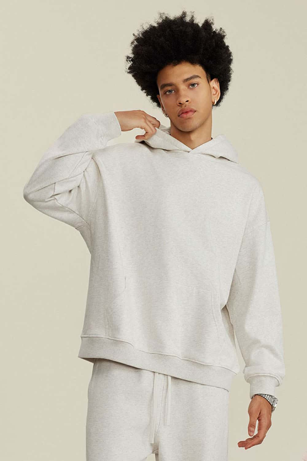 Heavyweight Terry Cloth Hoodie - Solid Color Trendy Outfit