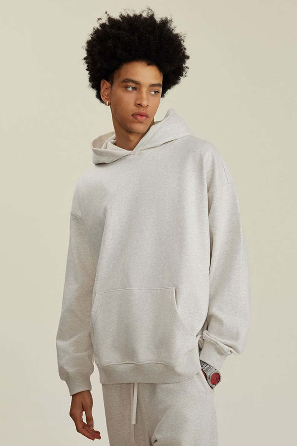 Heavyweight Terry Cloth Hoodie - Solid Color Trendy Outfit