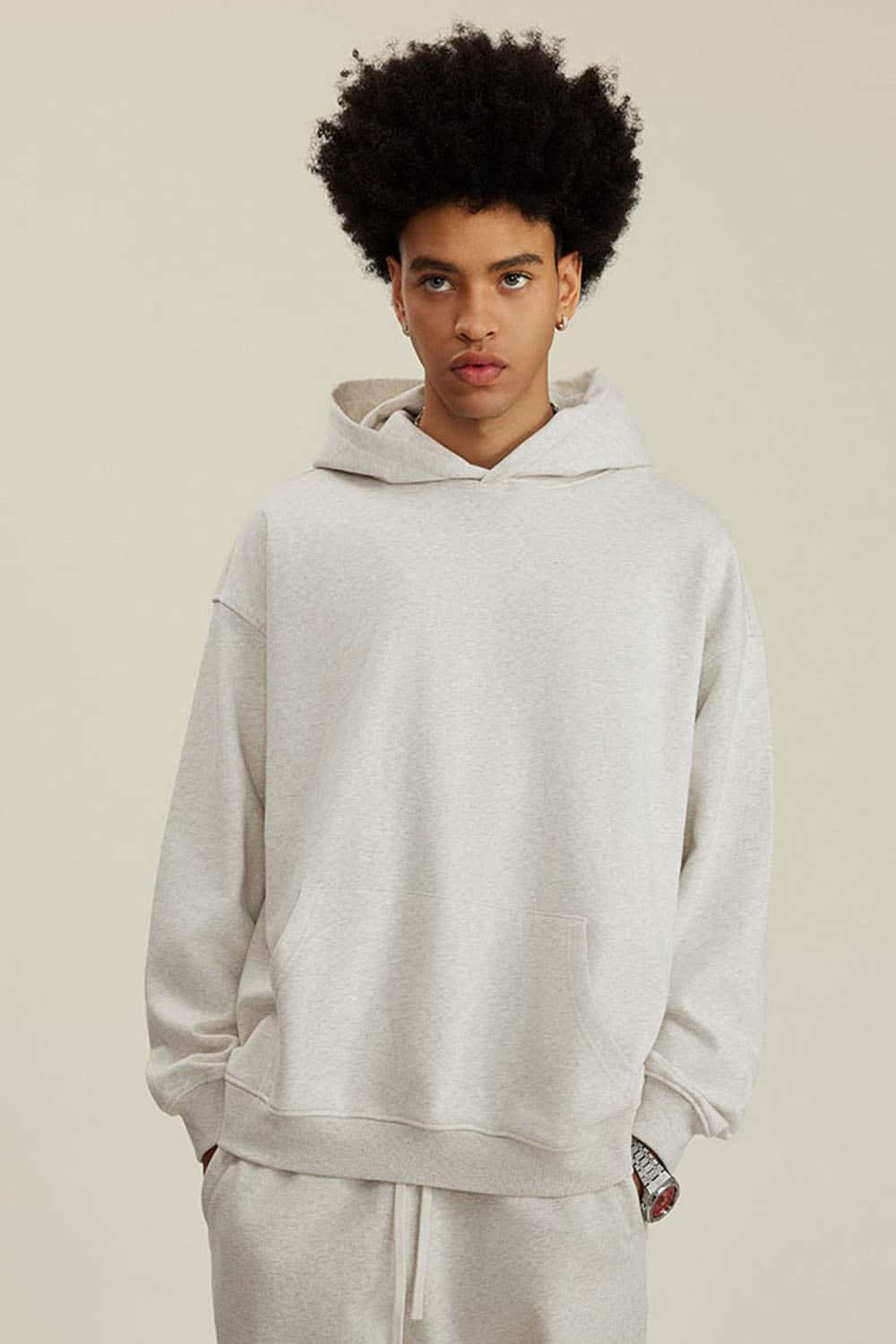 Heavyweight Terry Cloth Hoodie - Solid Color Trendy Outfit