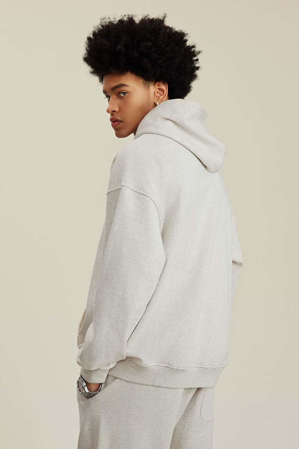 Heavyweight Terry Cloth Hoodie - Solid Color Trendy Outfit