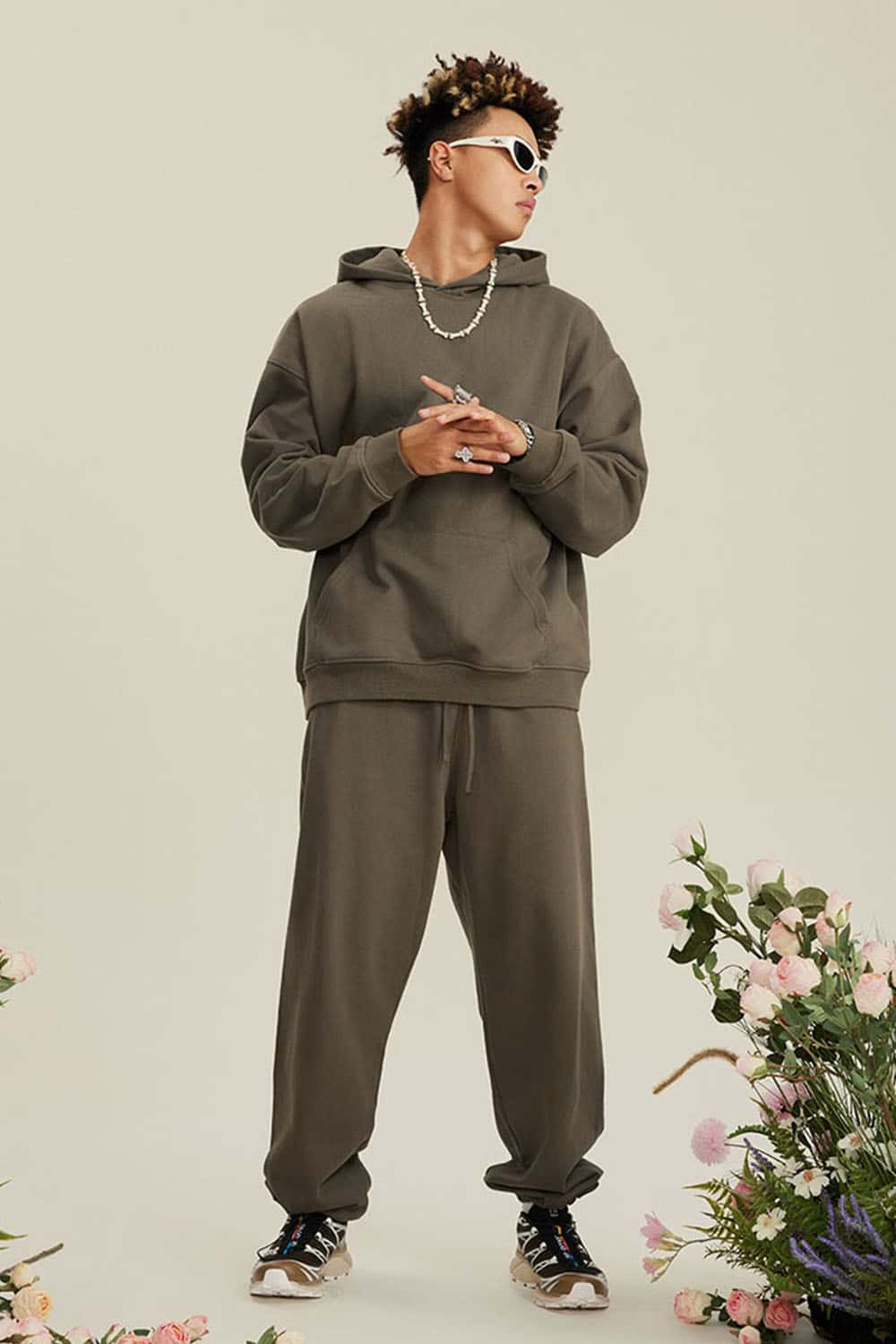 Heavyweight Terry Cloth Hoodie - Solid Color Trendy Outfit