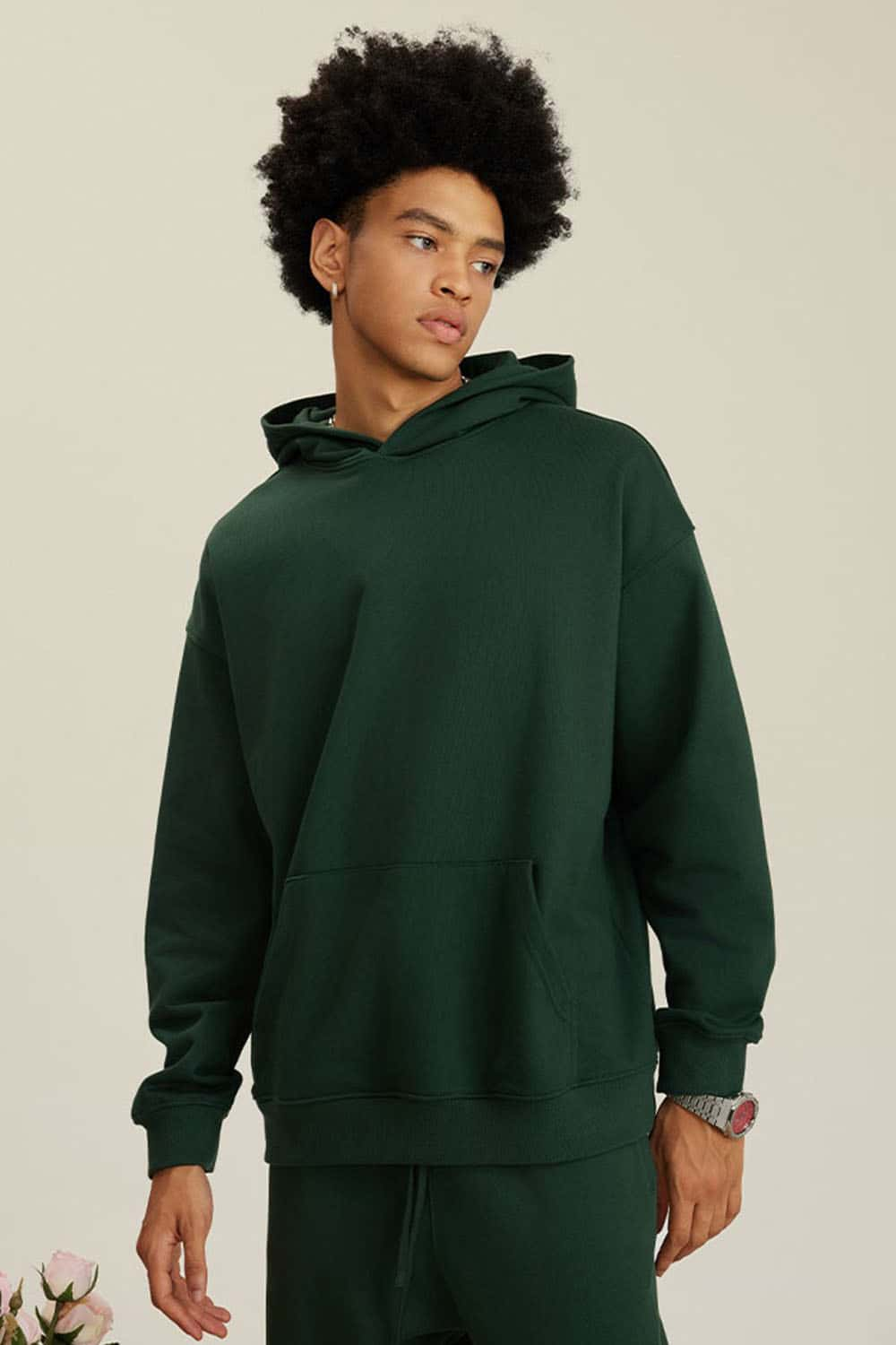 Heavyweight Terry Cloth Hoodie - Solid Color Trendy Outfit