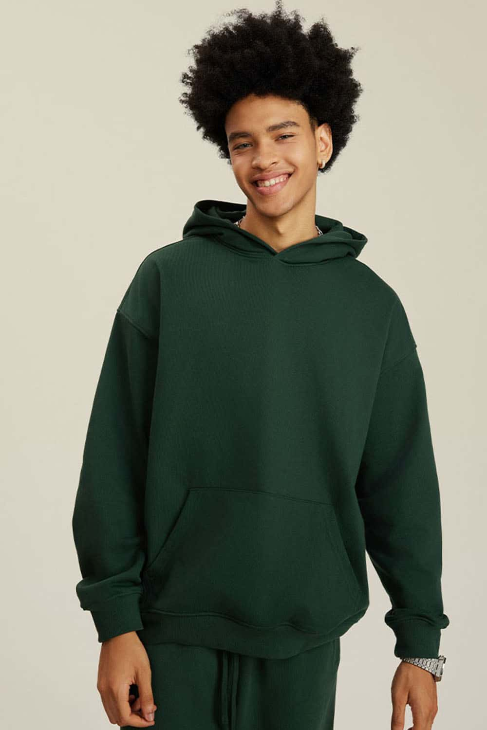 Heavyweight Terry Cloth Hoodie - Solid Color Trendy Outfit